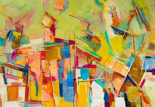 Abstract colorful oil painting on canvas